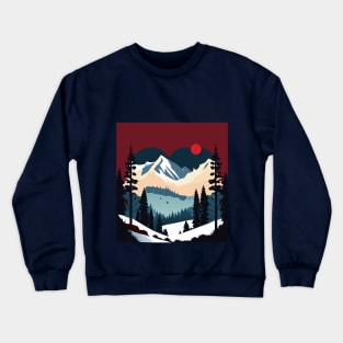 Winter Wonderland: Majestic Mountains and Snowy Trees Art Print Crewneck Sweatshirt